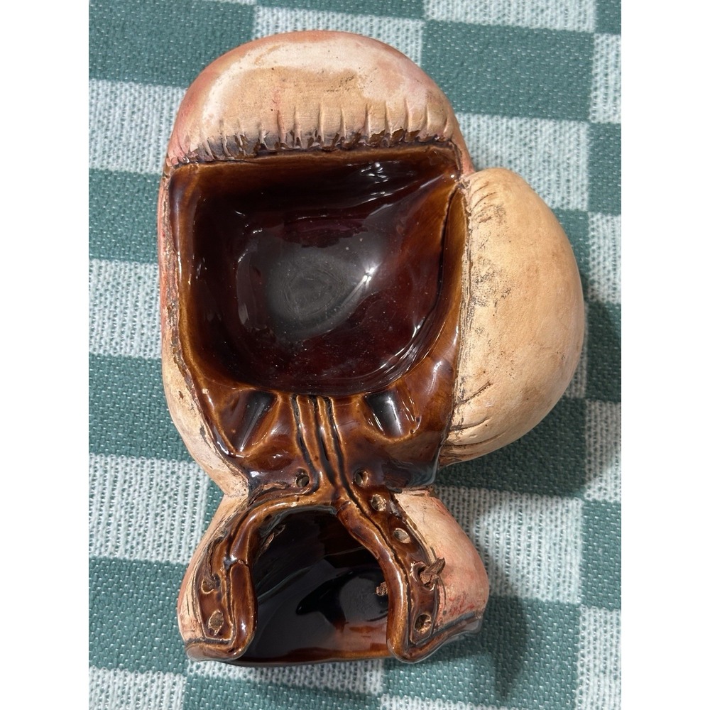 Vintage MCM Longchamp Ceramic Boxing Glove Ash Tray 1950s Missing Leather